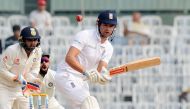 England's cricket captain Alastair Cook plays a shot during the fifth day of the fifth and final Test cricket match between India and England at the MA Chidambaram Stadium in Chennai on December 20, 2016. GETTYOUT / AFP / ARUN SANKAR