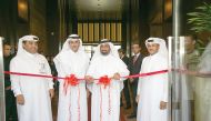 Sheikh Dr Khalid bin Thani bin Abdullah Al Thani (second left), Chairman of Ezdan Holding Group, Ibrahim Al Mohannadi (second right), Strategic Partner of the Group in the hotel, at the opening ceremony.
