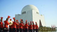 Pakistani military cadets march on the birth anniversary of the country's founder Mohammad Ali Jinnah at his mausoleum in Karachi on December 25, 2016. The government has announced week-long celebrations of Quaid-e-Azam Muhammad Ali Jinnah's birth anniver