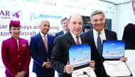 Qatar Airways Group Chief Executive, Akbar Al Baker (second right), and Boeing Commercial Airplanes President and CEO Ray Conner (right) announcing Qatar Airways’ landmark order in October this year, in a file photo. 