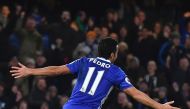 Chelsea's Spanish midfielder Pedro celebrates scoring their third goal during the English Premier League football match between Chelsea and Bournemouth at Stamford Bridge in London on December 26, 2016.
/ AFP / Ben STANSALL 
