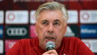 Bayern Munich's head coach Carlo Ancelotti gives a press conference in Doha on January 4, 2017. Bayern Munich is training at the Aspire Academy in Doha for a week. / AFP / KARIM JAAFAR
