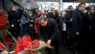 Consul Generals of 21 countries leave carnations at site to pay tribute to victims of Istanbul night club terror attack in Istanbul, Turkey on January 6, 2017. ( Muhammed Enes Y?ld?r?m - Anadolu Agency )
