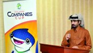 Nawaf Alfehaida, Chairman of Smart Sports during a press conference for the Futsal Masters Companies Cup 2017 yesterday. Pic: Abdul Basit/The Peninsula
