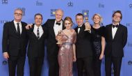 (L-R) Cast and crew of 'The Crown,' winner of Best Series - Drama, pose in the press room during the 74th Annual Golden Globe Awards at The Beverly Hilton Hotel on January 8, 2017 in Beverly Hills, California. Kevin Winter/Getty Images/AFP