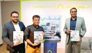 Avirup Chandra, Concept Manager Home Center (left) and Rajgopal R,  Marketing Manager LandMark Group with other official on the launch of Home Center Latest Catalogue-2017 at Al Asmak Mall Home Center yesterday. 
Pic: Abdul Basit / The Peninsula 