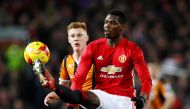 Manchester United's Paul Pogba in action with Hull City's Sam Clucas. Reuters / Jason Cairnduff 
