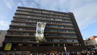FILE PHOTO: Supporters form a human chain around Apollo House in Dublin (Photograph courtesy: Dara Mac Donaill/The Irish Times)  