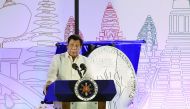 Philippine President Rodrigo Duterte speaks during the Philippines' ASEAN Chairmanship launch at SMX Convention Center in Davao City, yesterday. 
