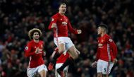 Britain Soccer Football - Manchester United v Liverpool - Premier League - Old Trafford - 15/1/17 Manchester United's Zlatan Ibrahimovic celebrates scoring their first goal Reuters / Phil Noble 