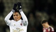 AC Milan's forward Carlos Bacca from Colombia celebrates at the end of the Italian Serie A football match Torino Vs AC Milan on January 16, 2017 at the 'Grande Torino Stadium' in Turin. / AFP / MARCO BERTORELLO
