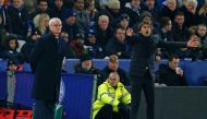 Leicester City's Italian manager Claudio Ranieri (L) and Chelsea's Italian head coach Antonio Conte (R) watch from the touchline during the English Premier League football match between Leicester City and Chelsea at King Power Stadium in Leicester, centra