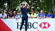Henrik Stenson tees off during Abu Dhabi HSBC Championship at Abu Dhabi Golf Club yesterday.
