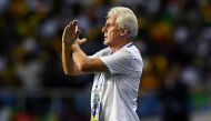 Cameroon's Belgian coach Hugo Broos reacts during the 2017 Africa Cup of Nations group A football match between Cameroon and Gabon at the Stade de l'Amitie Sino-Gabonaise in Libreville on January 22, 2017. / AFP / GABRIEL BOUYS
