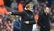 Liverpool's German manager Jurgen Klopp gestures on the touchline during the EPL football match between Liverpool and Swansea City at Anfield in Liverpool, north west England on January 21, 2017. AFP / Anthony Devlin 