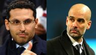 (L) Khaldoon Al Mubarak, Man City chairman | (R) Pep Guardiola