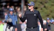 Justin Rose reacts after a birdie on the 18th hole during the second round of the Farmers Insurance Open golf tournament at Torrey Pines Municipal Golf Course - South Co. Orlando Ramirez
