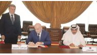 Minister of Transport and Communications H E Jassim Saif Ahmed Al Sulaiti (right)and Montenegrin Minister of Transport and Maritime Affairs Osman Nurkovic signing the deal yesterday.