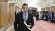 Romania's Prime Minister Sorin Grindeanu leaves a meeting of the Social Democrat Party (PSD) at the parliament in Bucharest, Romania, February 6, 2017. Inquam Photos/Octav Ganea