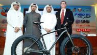 Dr Jamal Al Khanji (left), Managing Director of Al Adaid Desert Challenge, poses for a picture along with Dr. Mohamed Al Kuwari (second left), President Cycling Federation, Dr. Abdulaziz Al Kuwari (second right), Director, Qatar Cyclist Centre and Colin S