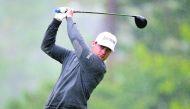 Rick Lamb hits his tee shot on the 17th hole during Round One of the AT&T Pebble Beach Pro-Am at Spyglass Hill Golf Course on Thursday in Pebble Beach, California. Lamb ended as one of the joint leaders after weather-hit first day. 