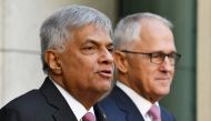 Sri Lanka's Prime Minister Ranil Wickremesinghe (L) and Australia's Prime Minister Malcolm Turnbull participate in a press conference at Parliament House in Canberra, Australia, February 15, 2017. AAP/Mick Tsikas/via REUTERS
