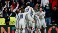 Real Madrid's Casemiro celebrates scoring their third goal with team mates Reuters / Susana Vera Livepic
