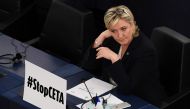 French presidential election candidate for the far-right Front National (FN) party and European MP Marine Le Pen at the European Parliament in Strasbourg, eastern France, on February 15, 2017.  (AFP / FREDERICK FLORIN))