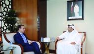 Minister of Economy and Commerce H E Sheikh Ahmed bin Jassim Al Thani with Mayor of Brazil's Sao Paulo, Joao Doria in Doha yesterday.