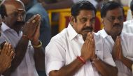 AIADMK party leader Edappadi Palanisamy gestures as he pays his respects at the memorial for former state chief minister Jayalalithaa Jayaram after being sworn in as the Chief Minister of the state of Tamil Nadu in Chennai on February 16, 2017. AFP / ARUN
