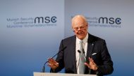 UN Special Envoy for Syria Staffan de Mistura delivers his speech during the 53rd Munich Security Conference in Munich, Germany, February 19, 2017. REUTERS/Michaela Rehle
