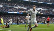 Real Madrid's Gareth Bale celebrates after scoring against Espanyol. REUTERS/Javier Barbancho
