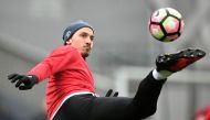 Manchester United's Swedish striker Zlatan Ibrahimovic controls the ball before the English FA Cup fifth round football match between Blackburn Rovers and Manchester United at Ewood Park in Blackburn, north west England on February 19, 2017.  AFP / Oli SC