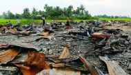 The ruins of a market which was set on fire at a Rohingya village outside Maugndaw in Rakhine state, Myanmar.