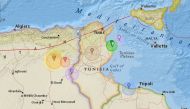 Recent Earthquakes Near Tunisia / National Geographic World Map.