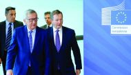 European Commission President Jean-Claude Juncker (left) welcomes Irish Prime Minister Enda Kenny ahead of a meeting at the EU Commission headquarters in Brussels, yesterday.