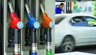 Fuel pump nozzles are pictured at a Helios petrol station in Almaty, Kazakhstan.