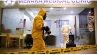 A Hazmat team conducts checks at KLIA2 airport terminal in Sepang, Malaysia February 26, 2017. REUTERS/Edgar Su.