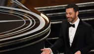 Host Jimmy Kimmel reacts after the 89th Oscars on February 26, 2017 in Hollywood, California. / AFP / Mark RALSTON