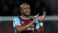 West Ham United's Andre Ayew applauds fans after the game. Reuters / Andrew Couldridge 
