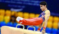 Qatari gymnast Ahmed Al Dayani in action during the pommel horse qualifying event on the opening day of the Ninth Artistic Gymnastics World Cup Series at Aspire Dome in this 2016 file picture. 