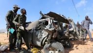 Somali security forces secure the scene of a car bomb explosion in Warshadaha streets in Somalia's capital Mogadishu, February 27, 2017. REUTERS/Feisal Omar TPX IMAGES OF THE DAY
