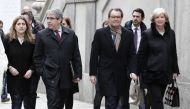  Francesc Homs, the spokesman for the Catalan separatist party PDeCAT in the Spanish national parliament (2nd L) and former President of the Catalan Government and leader of Partit Democrata Europeu Catala (Catalan European Democratic Party) PDECAT Artur 