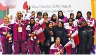 The Qatar women’s team and officials which took part in the 3rd GCC Women Sport Games in Manama, Bahrain. (file photo)