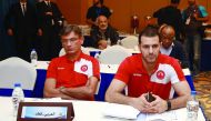 Officials of Al Arabi and Al Rayyan attend the technical committee meeting on the eve of the GCC Clubs Championship in Doha yesterday. Picture by: Mohammed Faraj