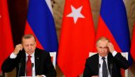 Russian President Vladimir Putin (R) and Turkey's President Recep Tayyip Erdogan attend a news conference after their talks at the Kremlin in Moscow on March 10, 2017. AFP / POOL / Sergei Ilnitsky