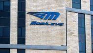 A picture taken on March 13, 2017, shows the logo of Israeli car tech firm Mobileye at the company's offices in Jerusalem. Intel will buy Mobileye for more than $15 billion (14 billion euros), the companies said, in a deal signalling the US computer chip 