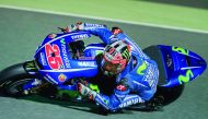 Maverick Vinales in action during the preseason test at Losail International Circuit.