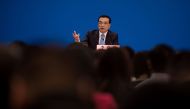 Chinese Premier Li Keqiang speaks during a press conference after the closing ceremony of the annual session of China's legislature, the National People's Congress, in Beijing's Great Hall of the People on March 15, 2017. AFP / Nicolas Asfouri 
