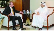Minister of Economy and Commerce, H E Sheikh Ahmed bin Jassim Al Thani (right) with Minister for Investment and Trade in the Government of South Australia, Martin Hamilton-Smith. They discussed bilateral relations and means of promoting them. The two side